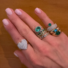 Juicy Rose Cut Emerald Ring with Diamond Frame