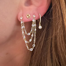 Pretty Pearl Dangle & Pave Diamond Huggie Hoop Earrings