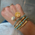 Matte Gold & Diamond Bamboo Bangle Bracelet