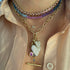 Square Bezel Set Pink Tourmaline Statement Necklace