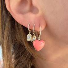 Personalized Plaque Initial Drop Diamond Huggie Hoop Earrings