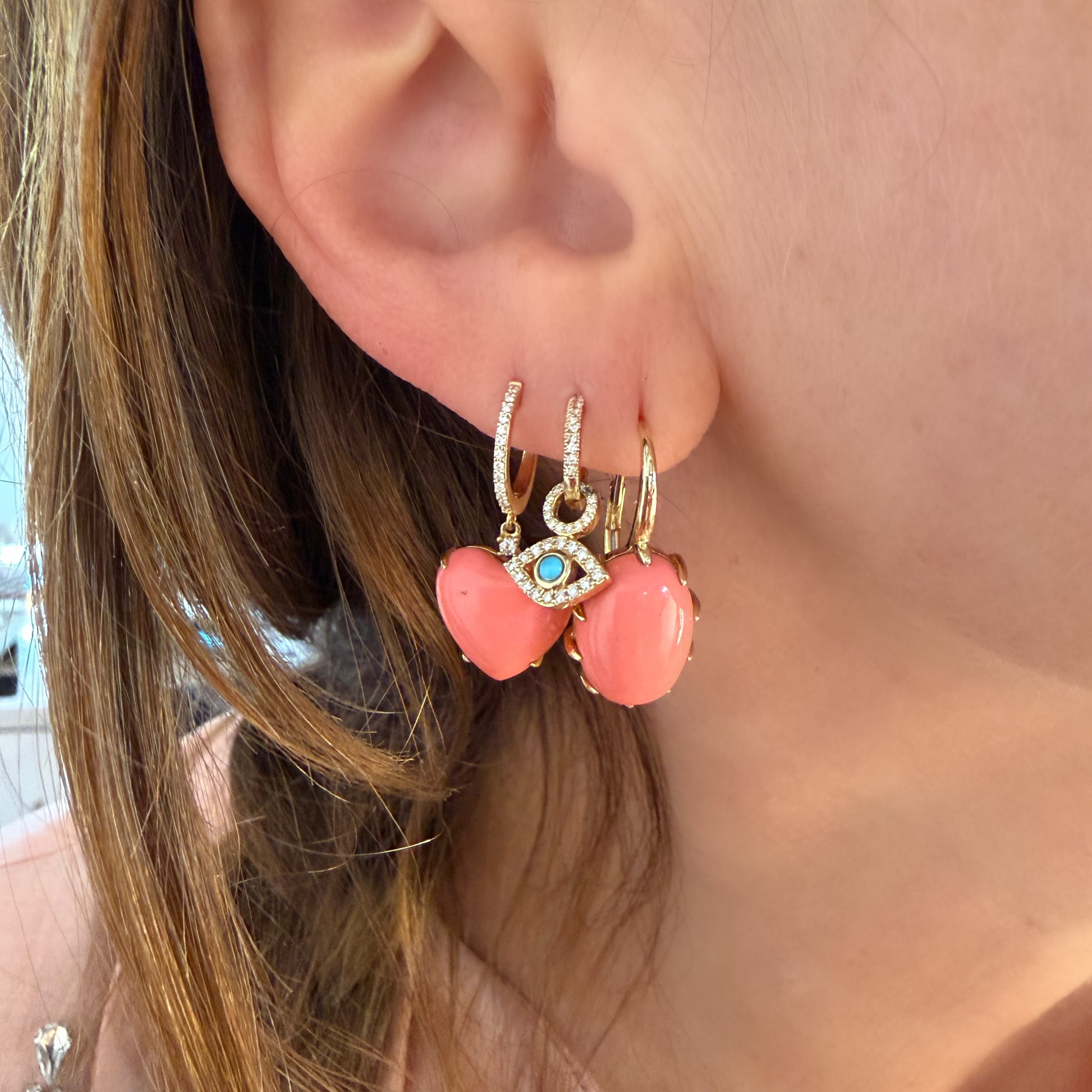 Oversized Oval Coral Drop Earrings