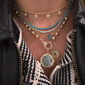 Functional Black Mother of Pearl & Diamond Evil Eye Spike Clock