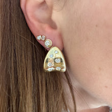 Bezel Set Heart & Emerald Cut Diamond Stud Earrings
