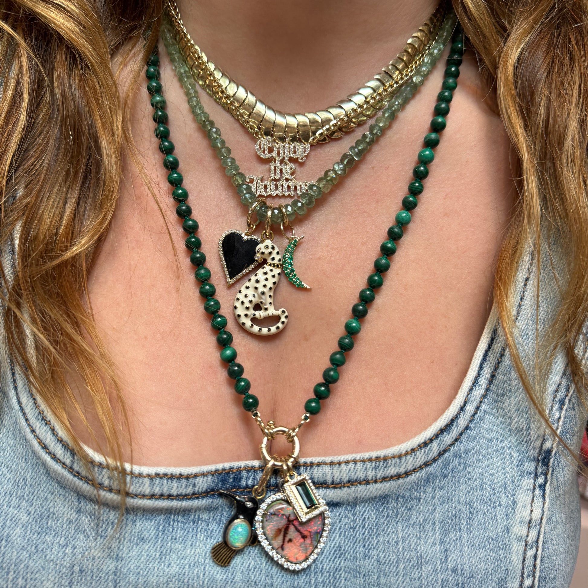 Heavenly Diamond & Gemstone Heart Charm