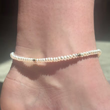 Pearl & Gold Beaded Anklet on Adjustable Neon String