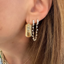 Gold Round Ribbed Hoop Earrings