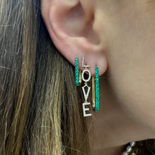 Small Elongated Electroplated Emerald Hoop Earrings