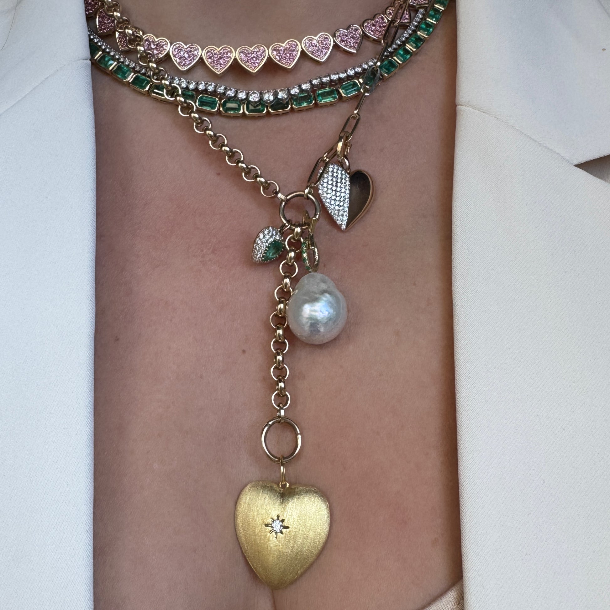 50/50 Pave Diamond & High Polish Gold Charm