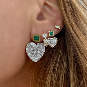 Jumbo Emerald & Pink Sapphire or Diamond Sweetheart Earrings