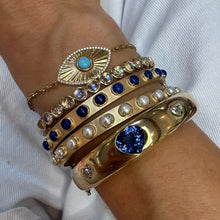 Matte Gold & Cabochon Gemstone Bangle Bracelet