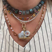 Flora White Moonstone & Pink Spinel Flower Charm