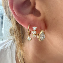 Textured Bezel Diamond Drop Huggie Hoop Earrings
