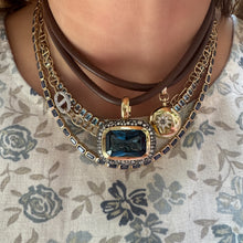 Satin Gold Thin Mariner Link Chain Necklace with Jumbo Diamond Mariner