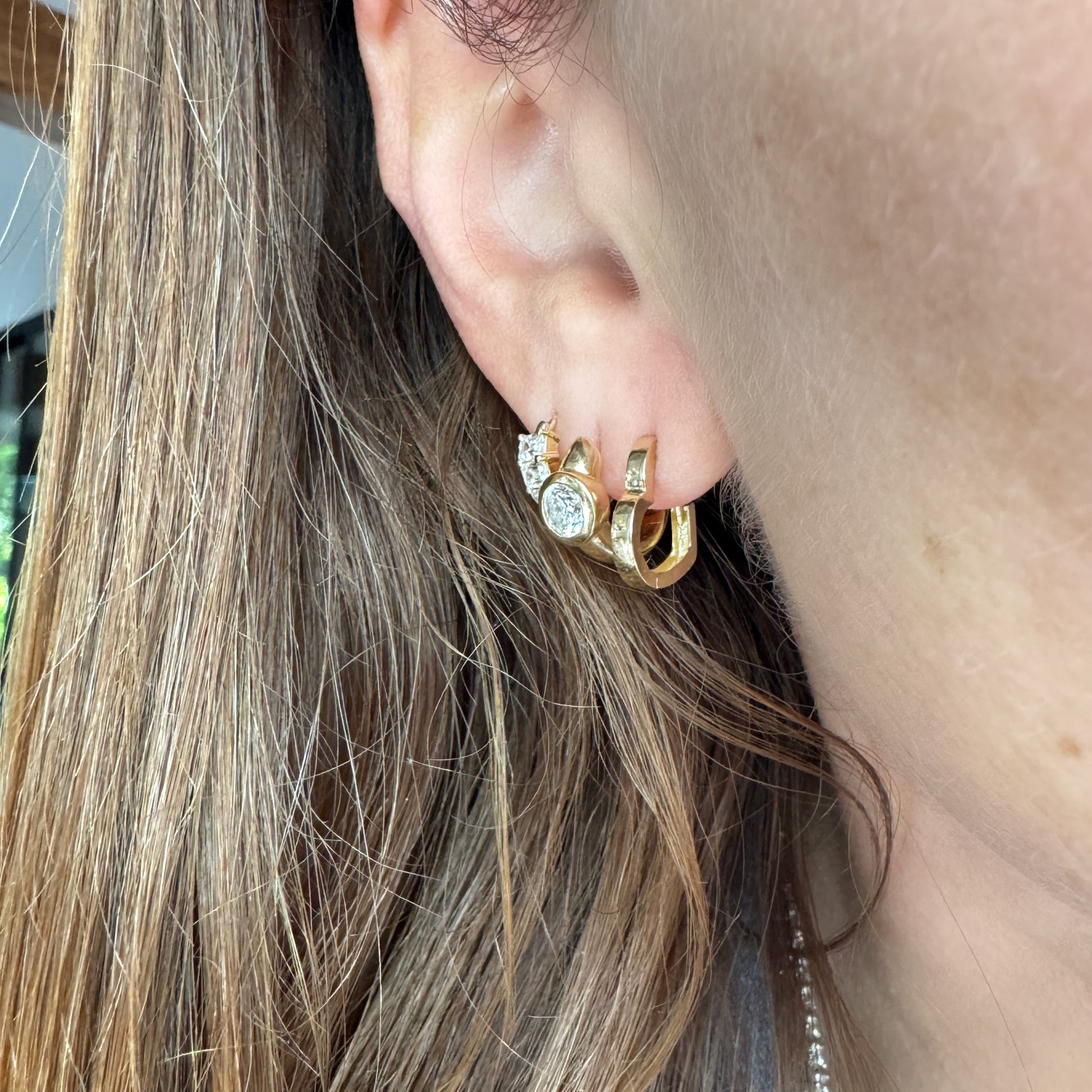 High Polish Heart of Gold Huggie Hoop Earrings