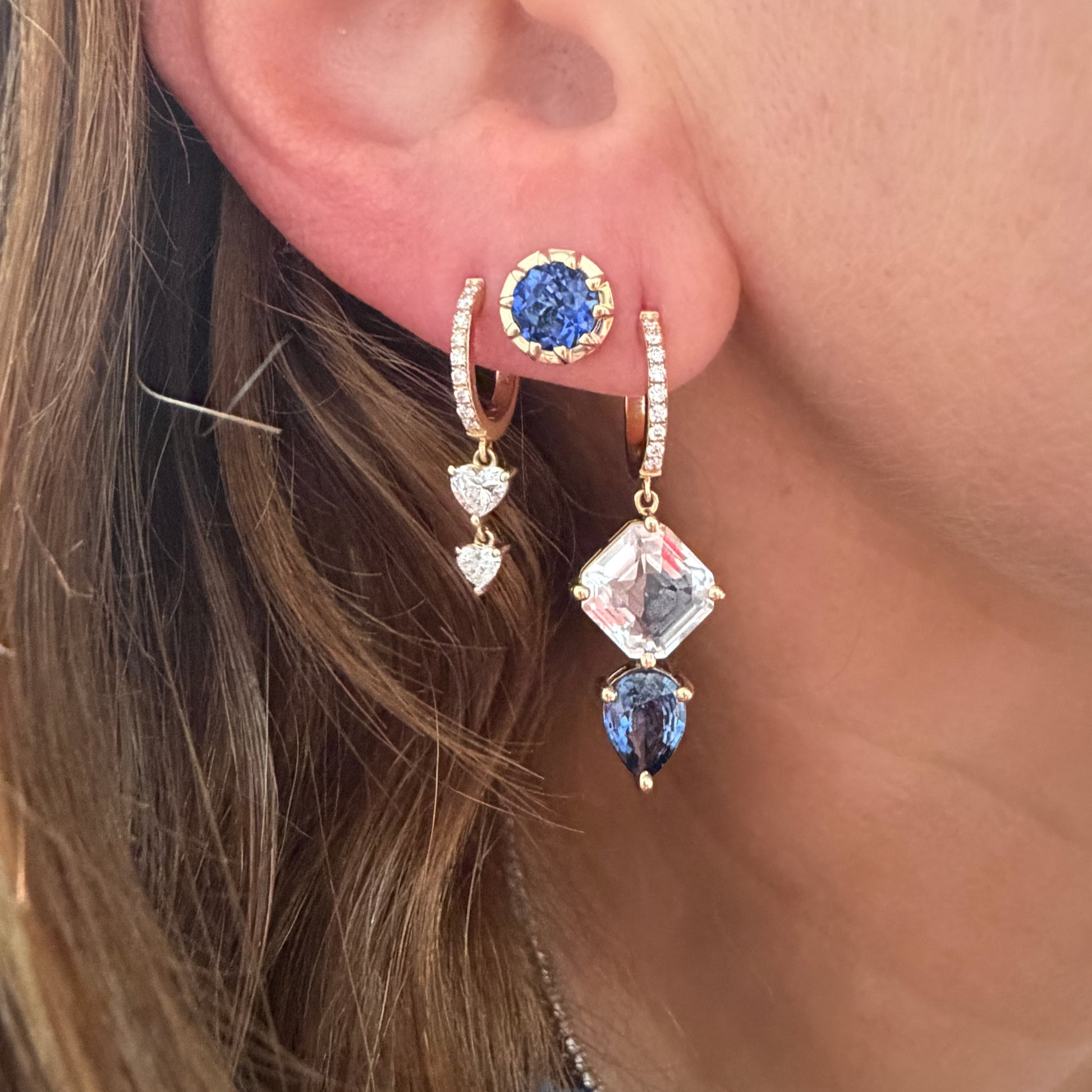Lab Grown Blue Sapphire Stud Earrings with Claw Prongs