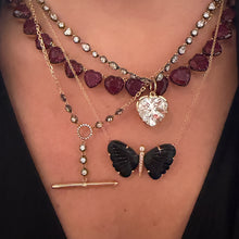 Graduated Glass Filled Ruby Tennis Necklace with Black Rhodium