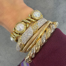 Vintage High Polish & Twisted Gold Intertwined Bangle Bracelet