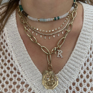 Round Diamond Tennis Necklace with Marquise Shakers