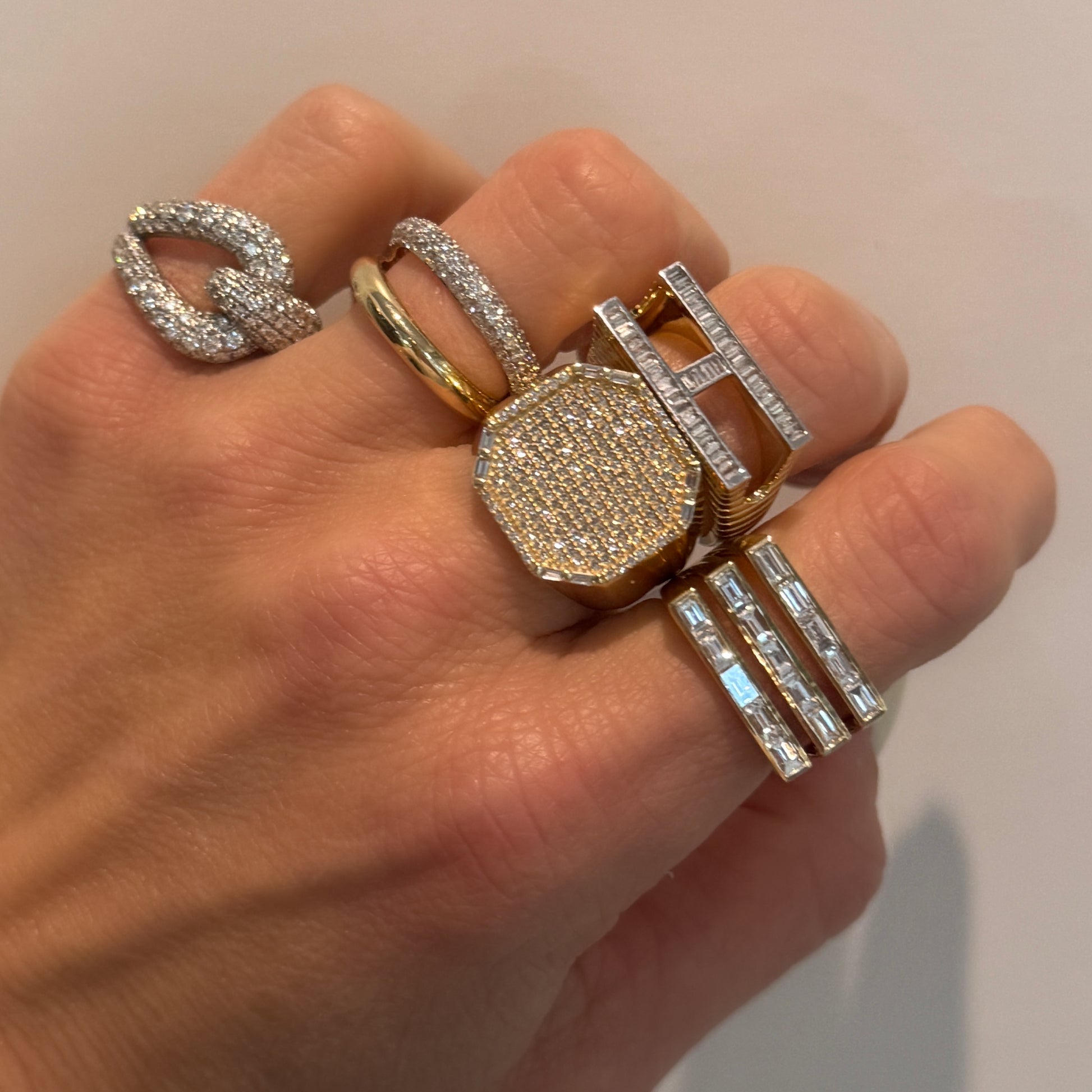 Grandsize Encrusted Initial Ring