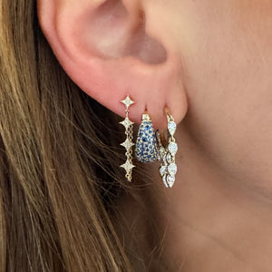 Front Back Multi Diamond Chain Stud Earrings