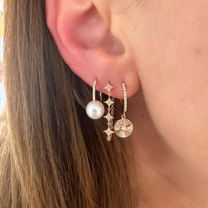 Pearl & Diamond Ball Drop Earrings