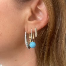 Elongated Turquoise Drop Huggie Hoop Earrings