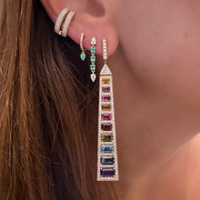 Diamond & Emerald Drop Stud Earrings