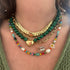 Skinny Pearl Evil Eye Flower Beaded Necklace