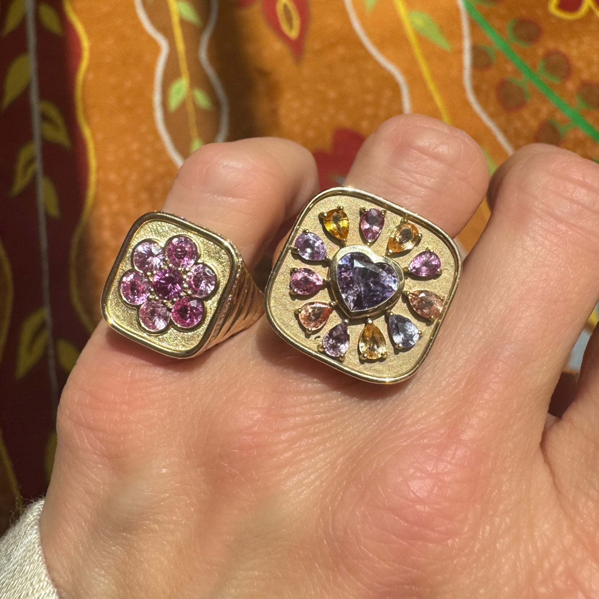 One of a Kind Pink Sapphire Heart Burst Ring