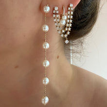 Double Pierce Diamond  Drape Earrings