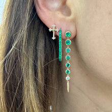 Small or Large Elongated Electroplated Emerald Hoop Earrings