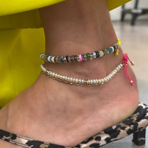 Multi Opal Beaded Opal Anklet on Adjustable String