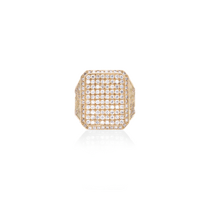 Feminine Pave Diamond Flower Signet Ring