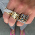 Fluted Gold & Pave Diamond Crossover Ring