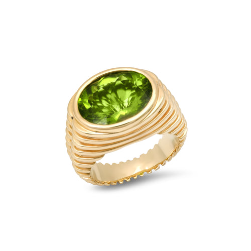 Chunky Fluted Gemstone Duo Ring