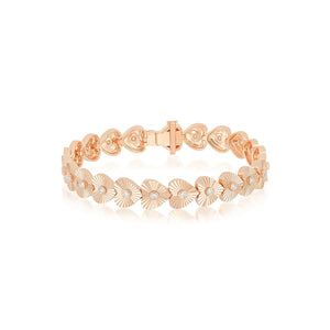 Fluted Gold & Diamond Eternity Heart Bracelet