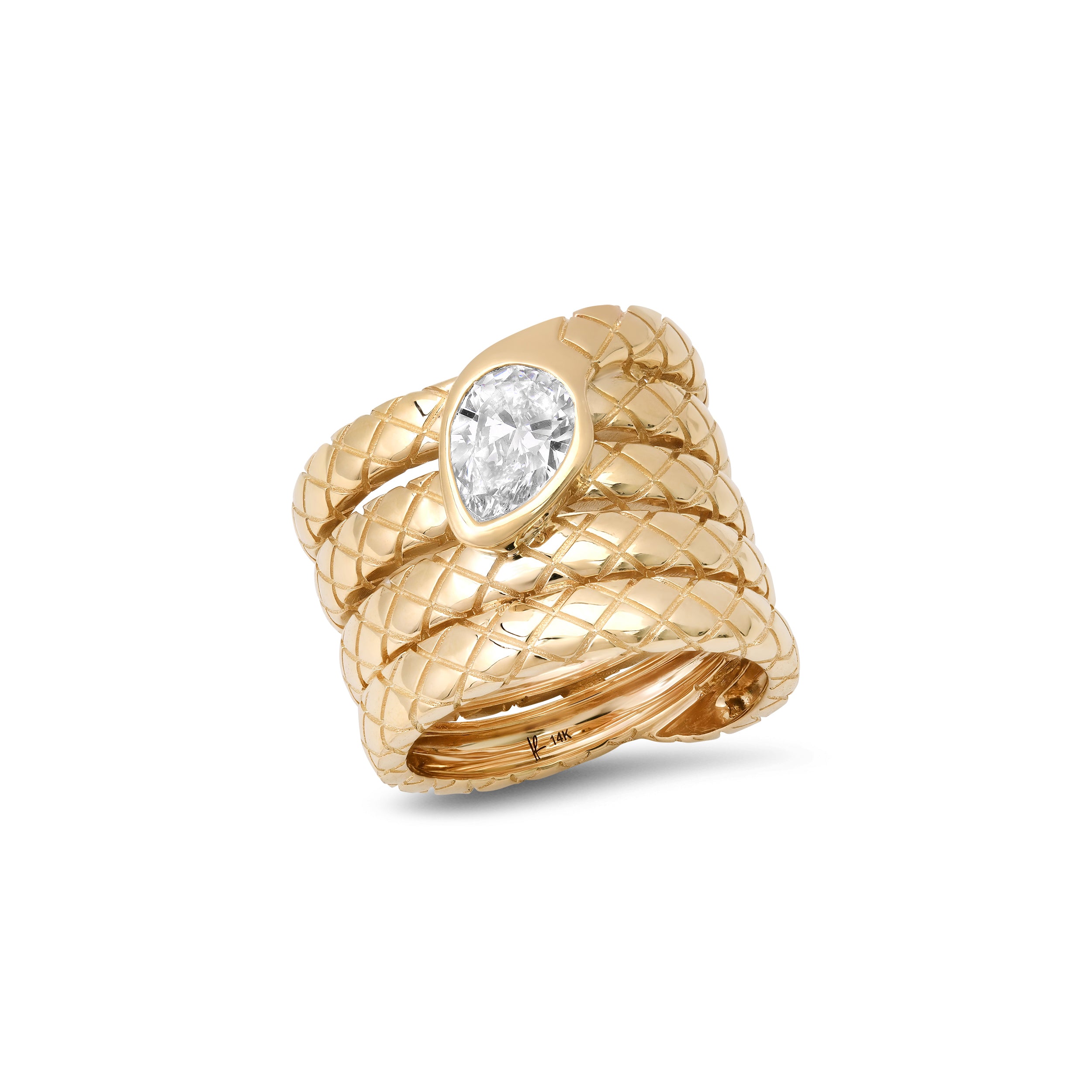 Four Coil Diamond or Peridot Serpent Ring
