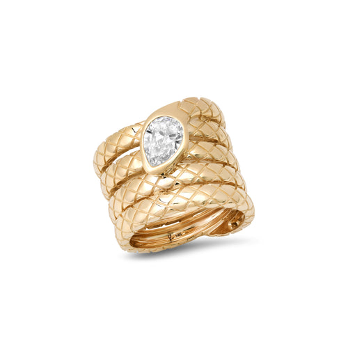 Four Coil Diamond or Peridot Serpent Ring