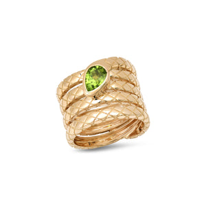 Four Coil Diamond or Peridot Serpent Ring