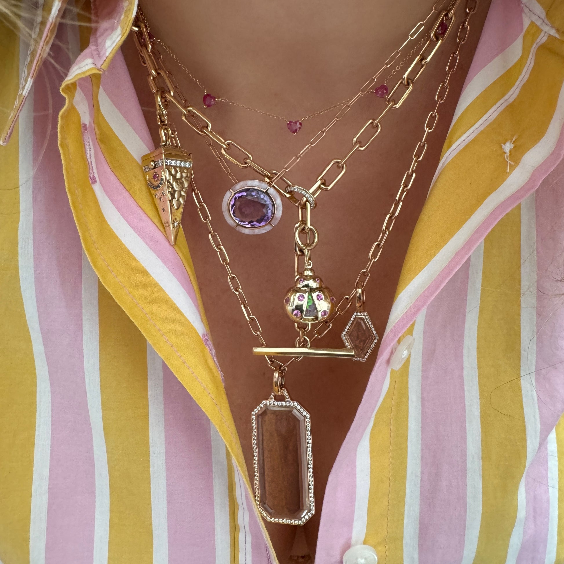 Four Sided Pendulum Evil Eye Locket Pendant
