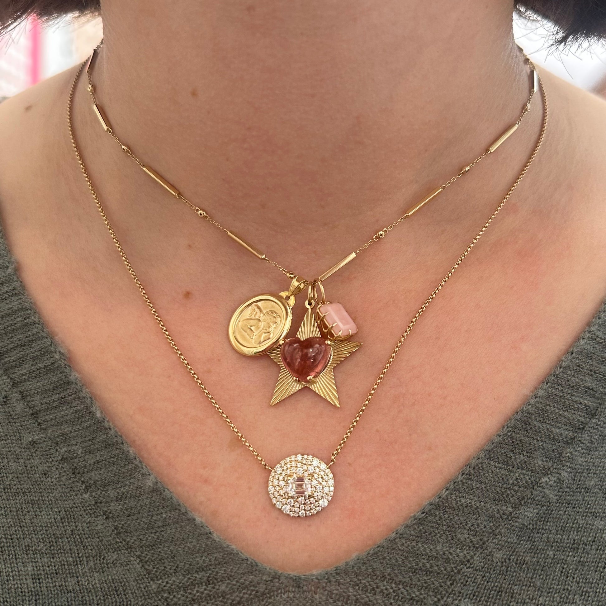Framed Gold Coin Cupid Charm