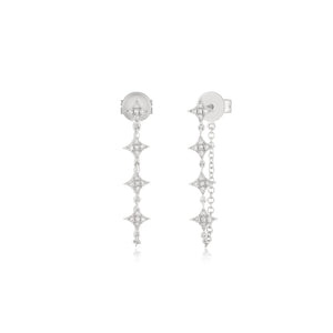 Front Back Multi Diamond ChainStud Earrings