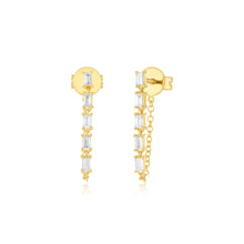 Front Back Diamond Chain Stud Earrings