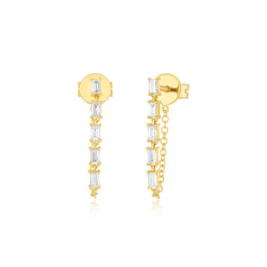 Front Back Diamond Chain Stud Earrings