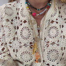 Fuck Off or Love Beaded Necklace with Icons & Hand Painted Pearl