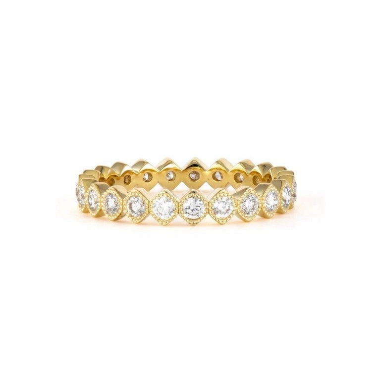 Narrow Show your Love Bezel Set Gemstone or Diamond Eternity Band Ring