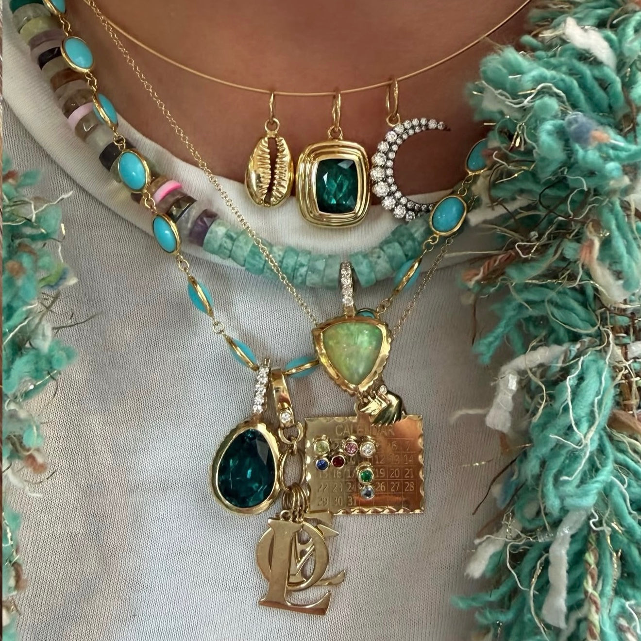 One of a Kind Dream in Technicolor Opal & Diamond Charm