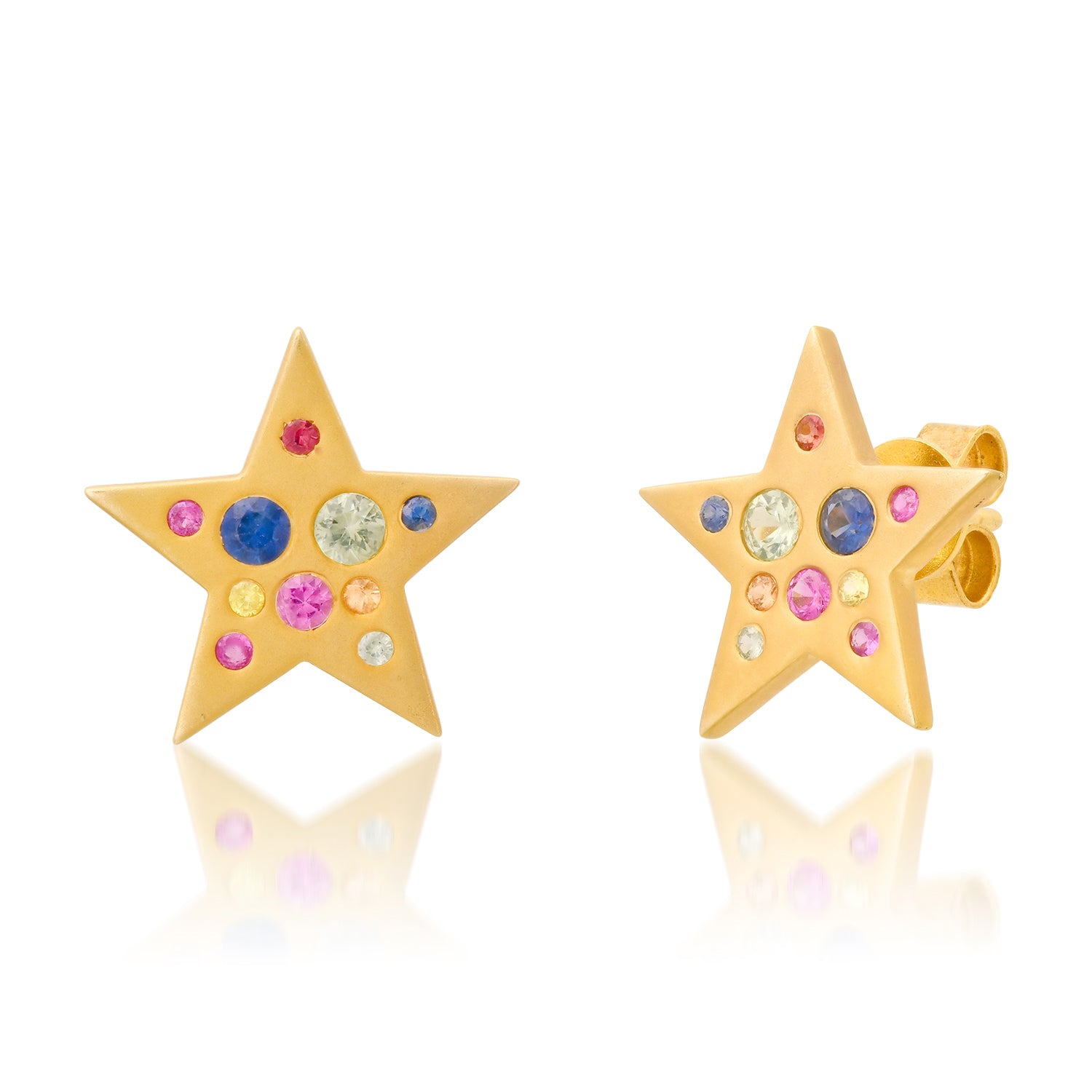 Gemstone Statement Star Stud Earrings