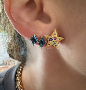 Gemstone Statement Star Stud Earrings